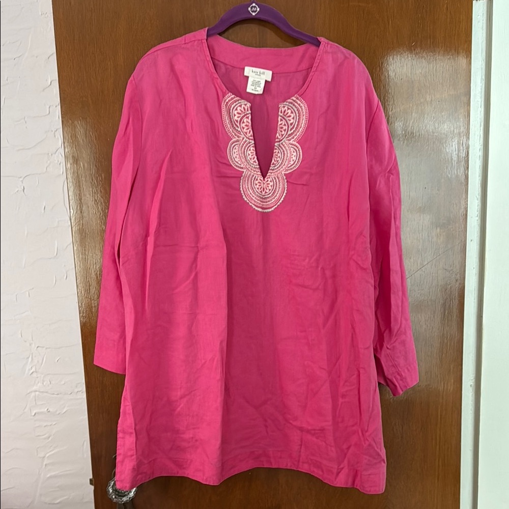 Beautiful Pink 100% Linen Tunic, size 3X
